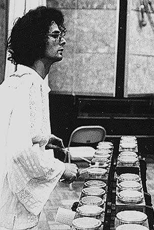 Al Kooper playing the tuned bongo set at Columbia Studios