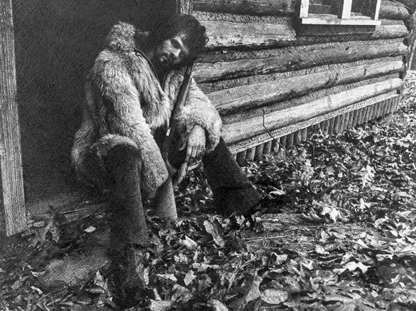 AL Kooper with log cabin used for the logo for Sounds of the South records with Lynyrd Skynyrd